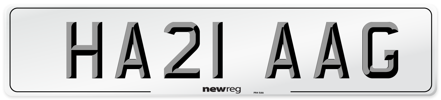 HA21 AAG Number Plate from New Reg